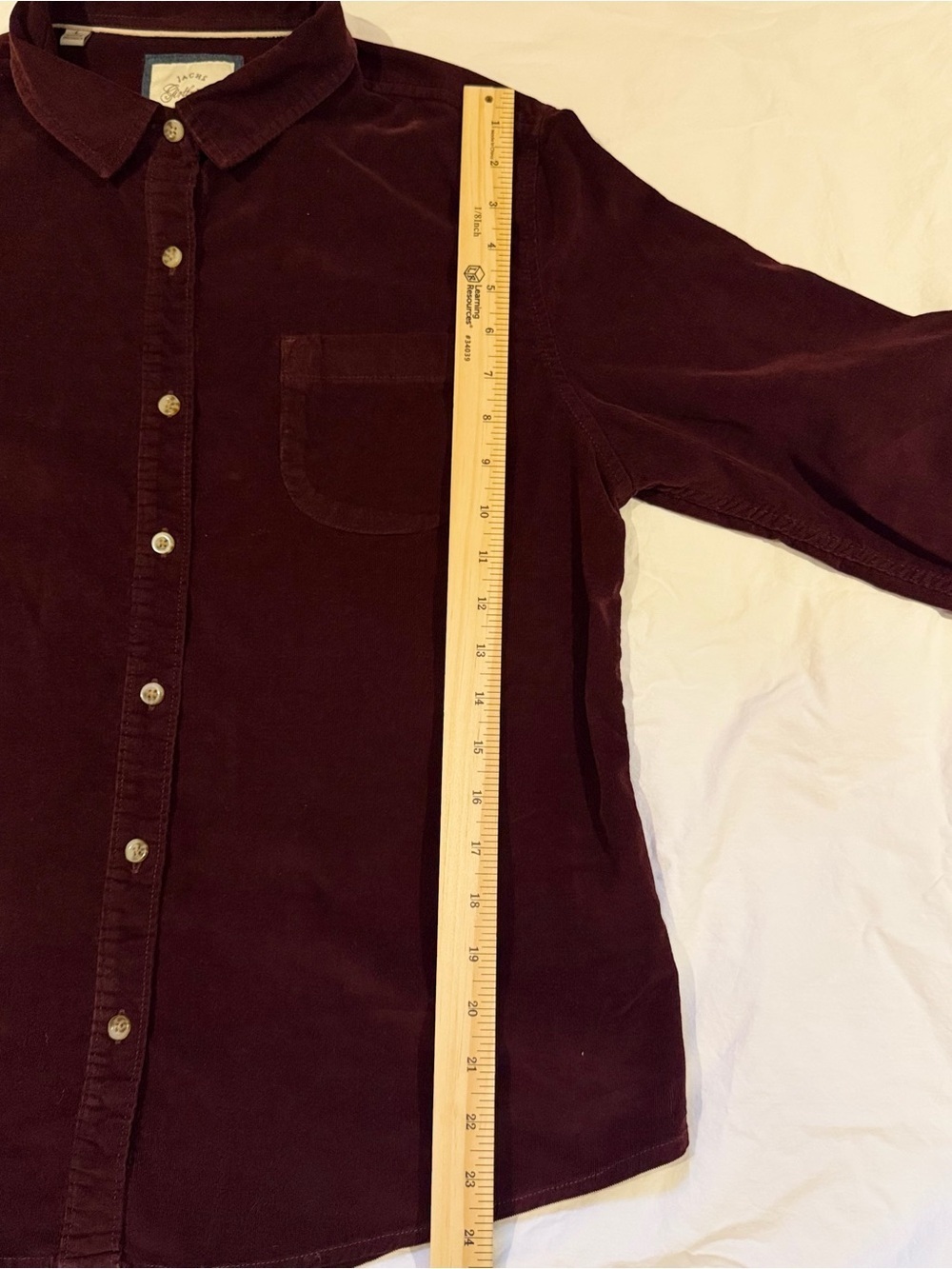Jachs Girlfriend Classic corduroy Button-Down Shirt Jacket in Deep Burgundy - Picture 6 of 6